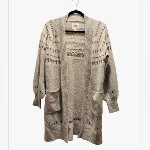 Abercrombie&Fitch Light Gray Duster Cardigan Fair Isle|Nordic Pattern Size Small